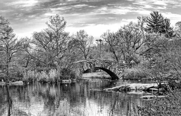 Ponte Gapstow Central Park Fine Inverno Inizio Primavera — Foto Stock