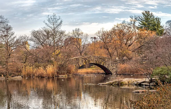 Gapstow Bridge Central Park Spätwinter Vorfrühling — Stockfoto