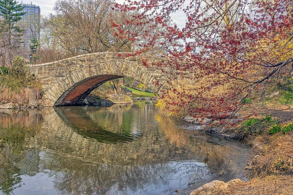 Gapstow Bridge Central Park Spätwinter Vorfrühling — Stockfoto
