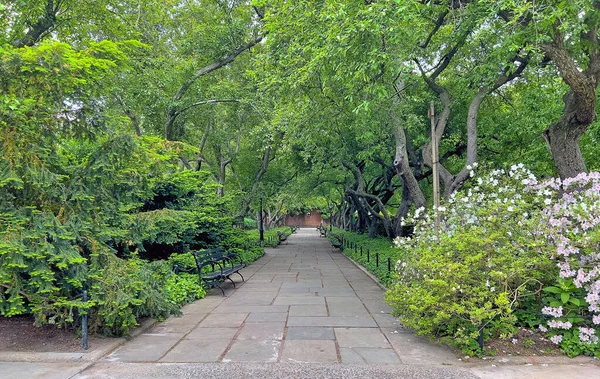 Konzervatoř Garden Formální Zahrada Severovýchodním Rohu Central Parku New York — Stock fotografie