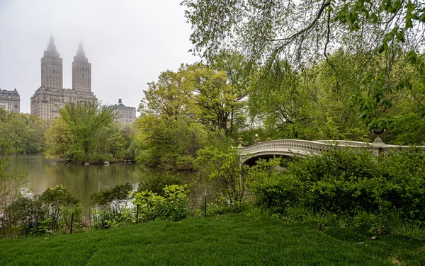 Most Łukowy Central Park Nowy Jork Późną Wiosną — Zdjęcie stockowe