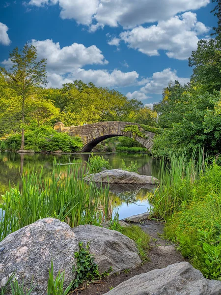 Puente Gapstow Central Park Finales Primavera Por Mañana Temprano — Foto de Stock