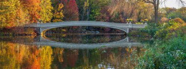 Pruva köprüsü, Central Park, New York, sonbahar, sabahın erken saatleri.