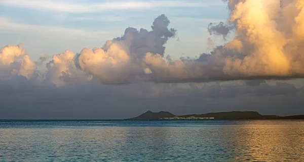 Ciel Coucher Soleil Sur Les Caraïbes Sur Côte Île Bonaire — Photo