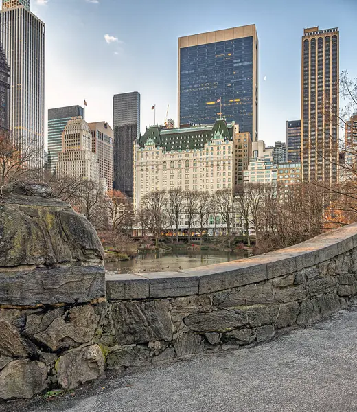 Γέφυρα Gapstow Στο Central Park Νωρίς Πρωί Στην Ανατολή Του Royalty Free Εικόνες Αρχείου
