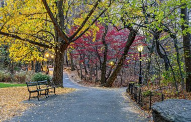 Central Park, New York Sonbaharda sabahın erken saatlerinde