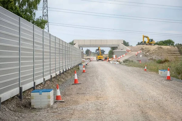 Winslow Reino Unido Julio 2022 Barrera Acústica Del Ruido Ferroviario — Foto de Stock