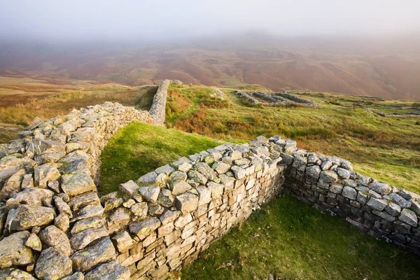Überreste Der Römischen Mauer Römische Festungsruinen Hardknott Pass Lake District — Stockfoto