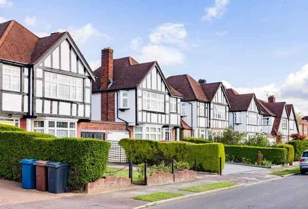 Black White Tudor Style Detached Houses Suburban Street Hatch End Royalty Free Stock Images