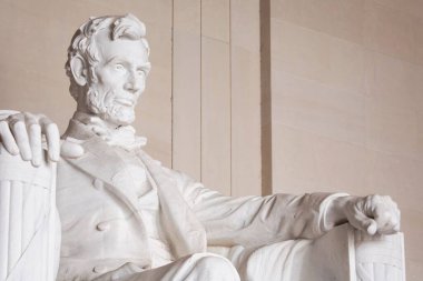 Detail of the statue of Abraham Lincoln, marble statue in Lincoln Memorial, Washington, DC, USA clipart