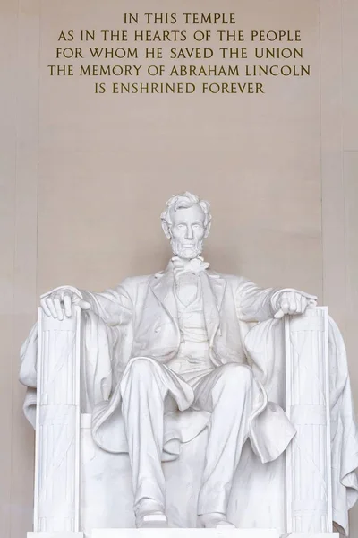 アブラハム リンカーン像 大理石像 モットー リンカーン記念碑 ワシントンDc アメリカ合衆国 — ストック写真