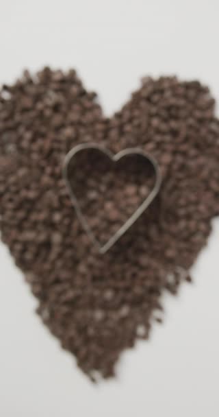 Vídeo Vertical Chips Chocolate Formando Corazón Con Cortador Galletas Forma — Vídeos de Stock