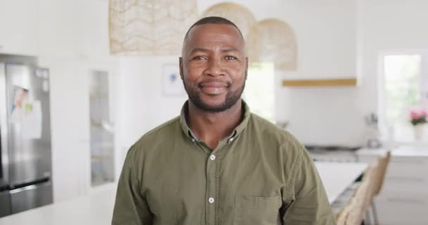 Portrait Happy African American Man Looking Camera Smiling Spending Quality — Vídeo de Stock
