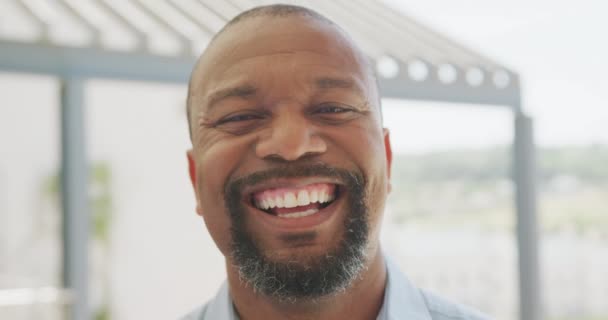 Retrato Feliz Empresário Afro Americano Olhando Para Câmera Sorrindo Para — Vídeo de Stock