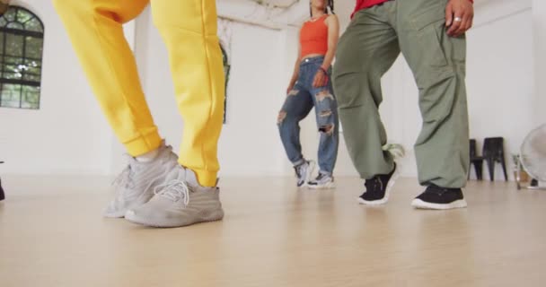 Diverse Male Female Dancers Dancing Dance Studio Slow Motion Hobby — Stok video