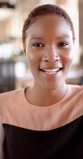 Vertical Video Portrait African American Casual Businesswoman Having Video Call — Wideo stockowe