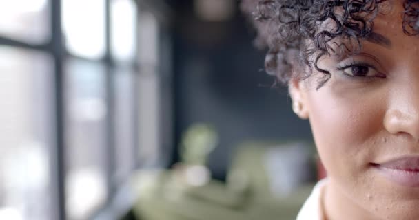 Портрет Афроамериканської Ділової Жінки Офісі Копіювальним Простором Бізнес Робота Офіс — стокове відео
