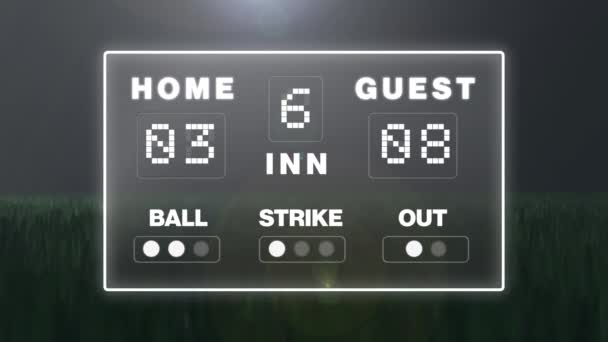 Imágenes Televisión Bate Béisbol Tablero Puntuación Dos Equipos Diversas Jugadoras — Vídeos de Stock