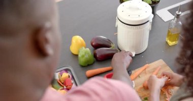 Mutfakta taze sebze hazırlamak, sebze gübrelemek. Yemek pişirme, gıda atıkları, sürdürülebilirlik, hazırlık, çevre dostu