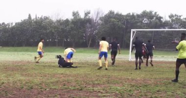 Futbolcular antrenman sırasında sahada strateji tartışıyorlar. Futbol, spor, takım çalışması, sporcular, antrenman, egzersiz