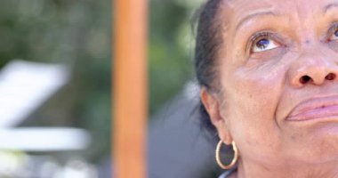 Bahçede, düşünceli yüzü olan yaşlı bir kadın parkta rahat rahat oturup fotokopi çekiyor. Son sınıf, düşünceli, sakin, yalnızlık, doğa, rahatlama.