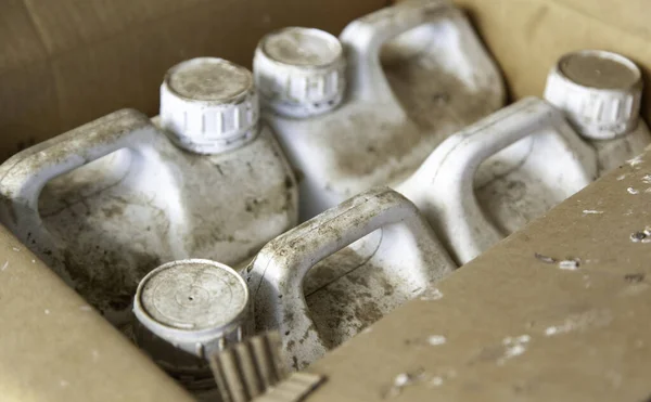 Plastflaska Använd Olja Återvinning Och Ekologi — Stockfoto