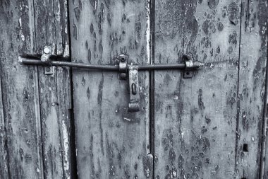 Detail of old medieval wooden door, art and decoration