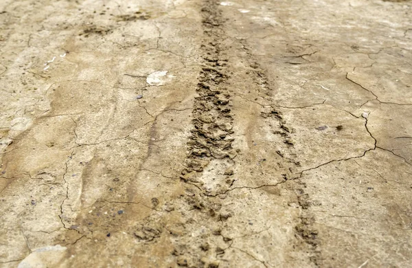 Detail Tire Tracks Mountain Mud Road — 图库照片