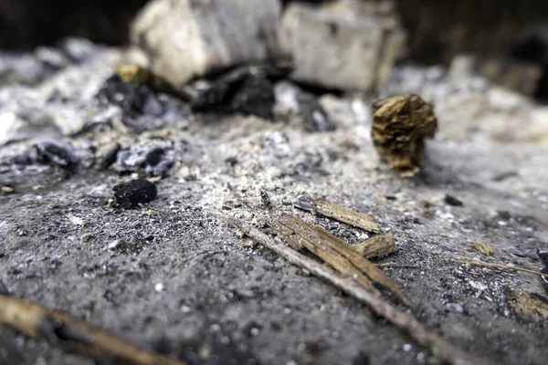 Detail Carbon Burned Extinguished Barbecue Ashes — Stok fotoğraf