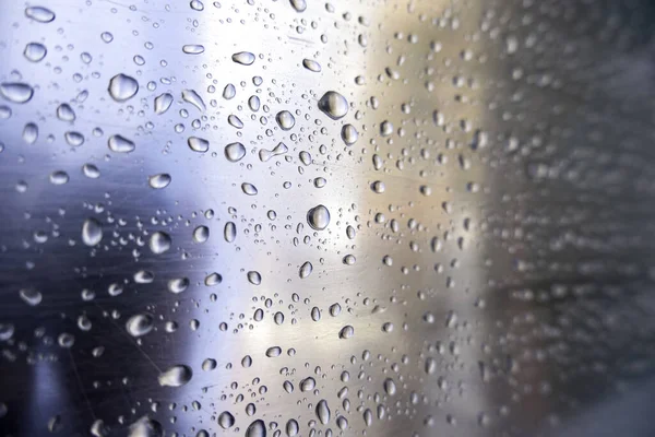 Detail Der Vom Regen Nassen Edelstahloberfläche — Stockfoto