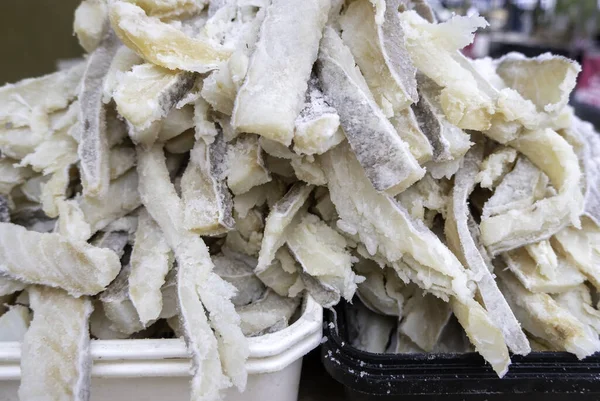 Detail Von Getrocknetem Fisch Mit Salz Auf Einem Markt Gesunde — Stockfoto