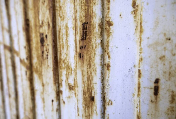 Detalhe Abandono Ruína Antigo Muro Proteção Metálica — Fotografia de Stock