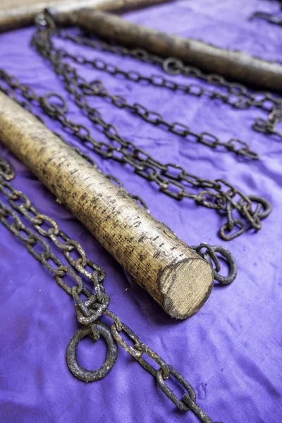 Rostige Eisenketten Mittelalterliche Waffen Inquisition — Stockfoto