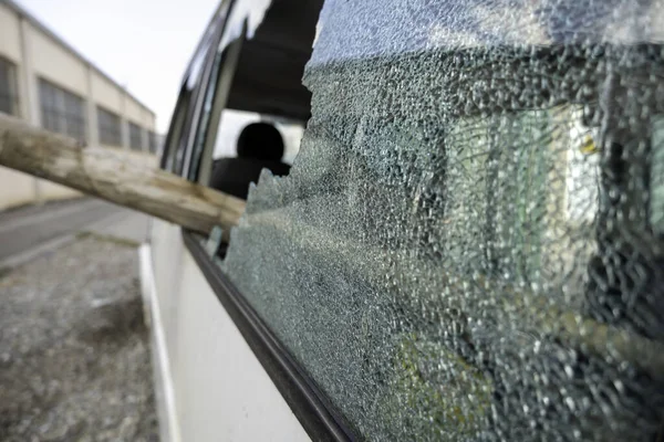 Broken Car Glass Accident Road Safety Driving — Stock Photo, Image