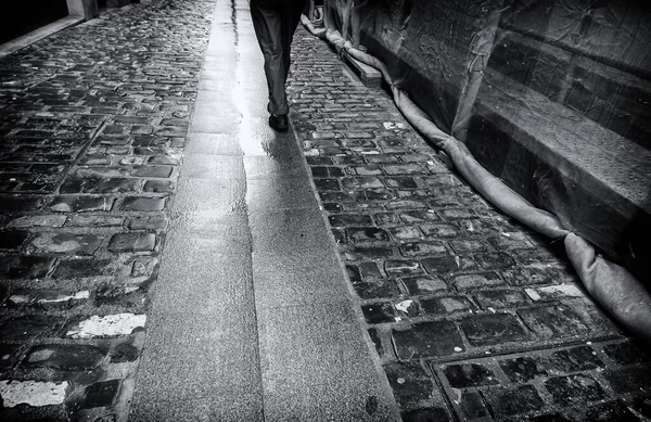 Detail Walk Some Old Cobblestones City — Stock Photo, Image