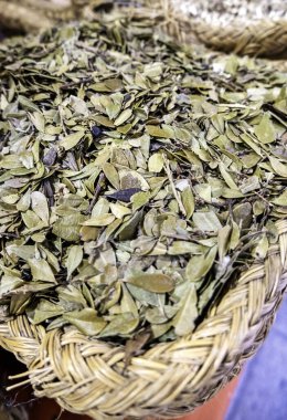 Geleneksel ilaç için kurumuş yaprakların ayrıntıları