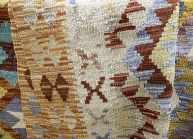 El yapımı Meksika halısı, iç dekorasyon.