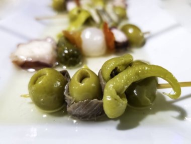 Tipik bir İspanyol tapasının detayları, sağlıklı bir aperatif.