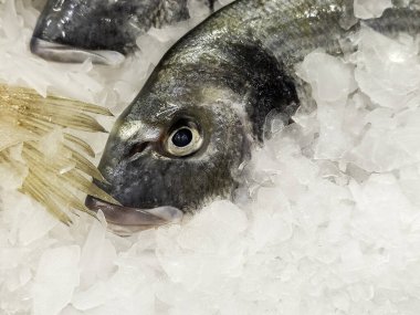 Pazarda taze balık ayrıntıları, diyet