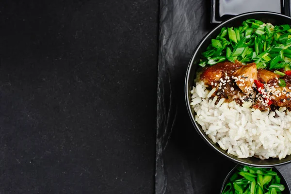 Teriyaki Chicken Rice Чаша Азійський Стиль Їжі Азійська Їжа Тайська — стокове фото