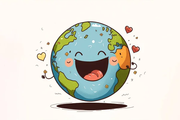 Earth day. happy planet earth cartoon.