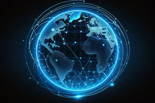 Earth global virtual internet world connection meta-universe technology digital communication network and worldwide network on connect 3d background