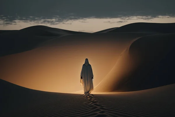 Moses in the Wilderness. The biblical Moses walks through the Sinai desert, a wilderness area, in search of the Promised Land