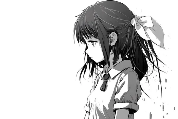 Anime jovem rapaz com rosto triste tons escuros ilustração vetorial