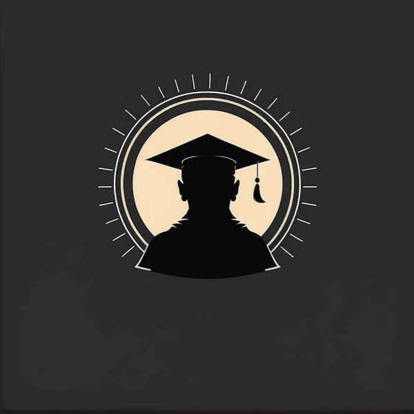 Graduation Logo Template Design Elements graduation cap and books on a dark background.