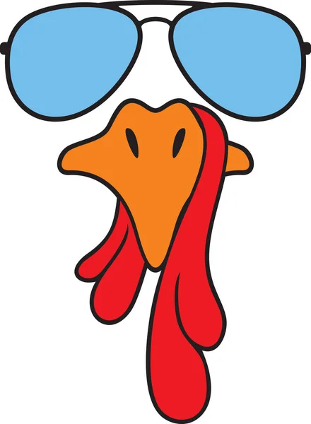 Turkey Face Aviator Sunglasses Vector Illustration — Stock Vector