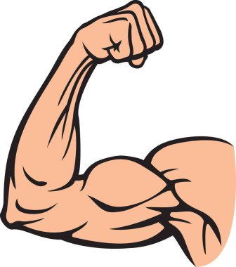 Biceps kas esnekliği (güç gösteren kol, vücut geliştirici, fitness tasarımı). Vektör İllüstrasyonu.