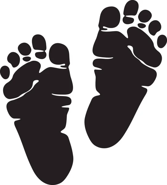 Baby Footprint Black White Vector Illustration Dalam Bahasa Inggris Langkah - Stok Vektor