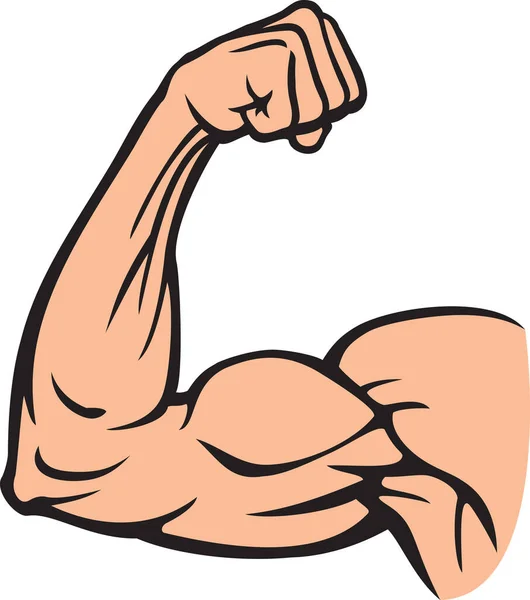 Flexão Muscular Bíceps Braço Mostrando Poder Fisiculturista Design Fitness Ilustração — Vetor de Stock