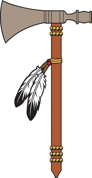 Ascia Indiana Guerriero Nativo Americano Tomahawk Illustrazione Vettoriale — Vettoriale Stock